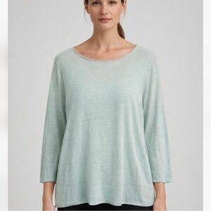 Eileen Fisher New Linen Lightweight Nubby Top. Mint Green. Elegant. Medium